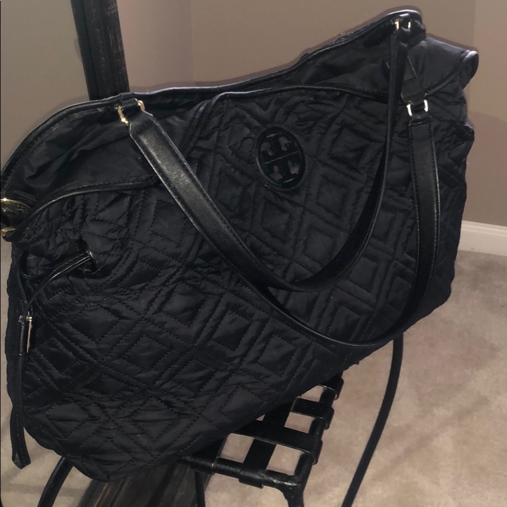 Tory Burch Quilted Black Nylon Baby/Diaper Tote